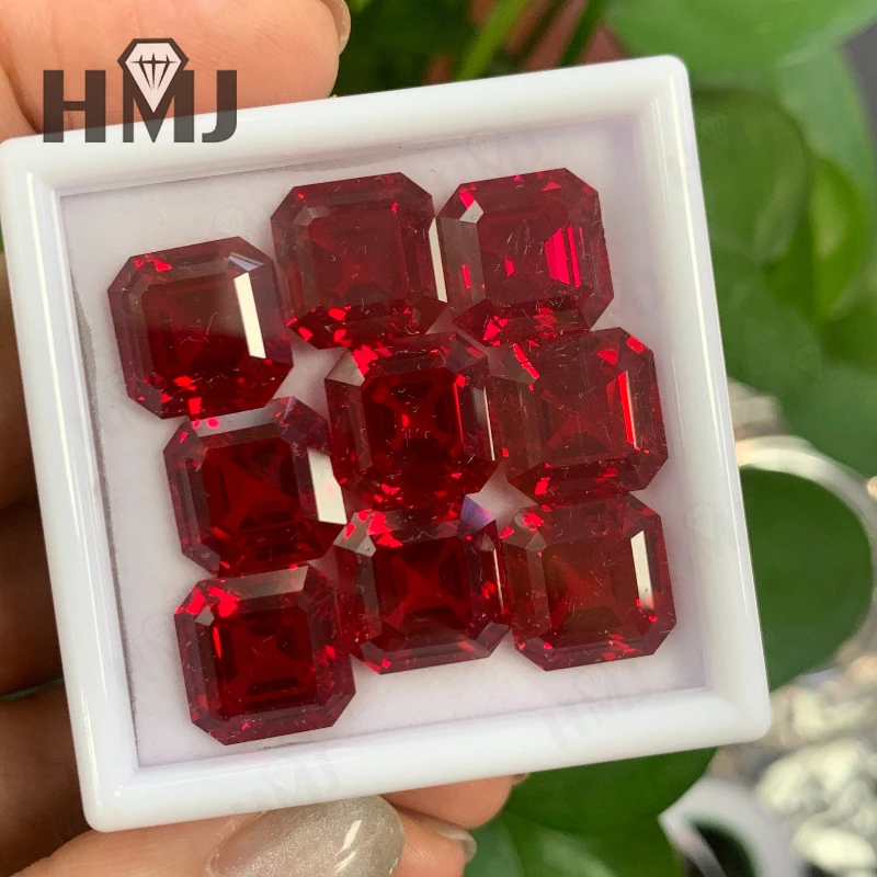 Laborgezüchteter Rubin in Taubenblutrot, Asscher-Quadratform, Edelstein für DIY-Perlenherstellung, Schmuckmaterialien, AGL-Zertifikat, Top-Qualität – Detail 10