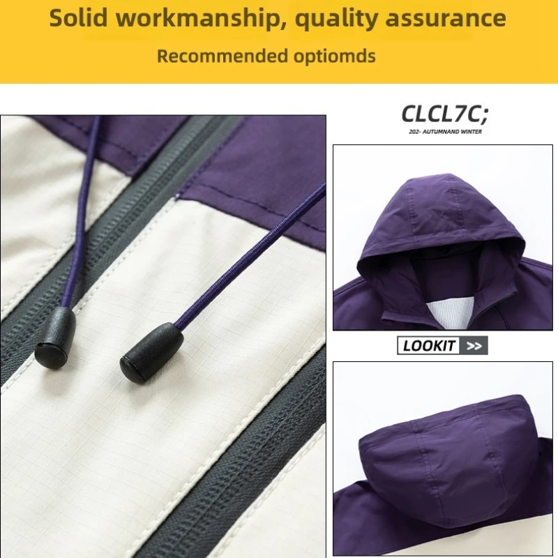 Comxz 2025 Waterproof Windbreaker Hooded Jacket Zipper Front Multi Pocket Adjustable Cuff Lightweight Outdoor Sport Coat