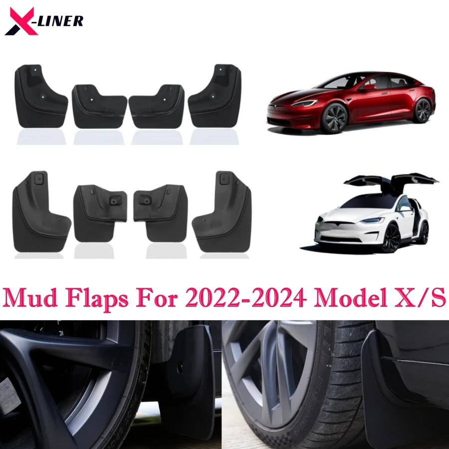 Paraspruzzi Per 2022-2024 Tesla Model X Model S Paraspruzzi Protezione Per Pneumatici Nessuna Perforazione Richiesta Parafanghi Modello X/S Plaid Acce