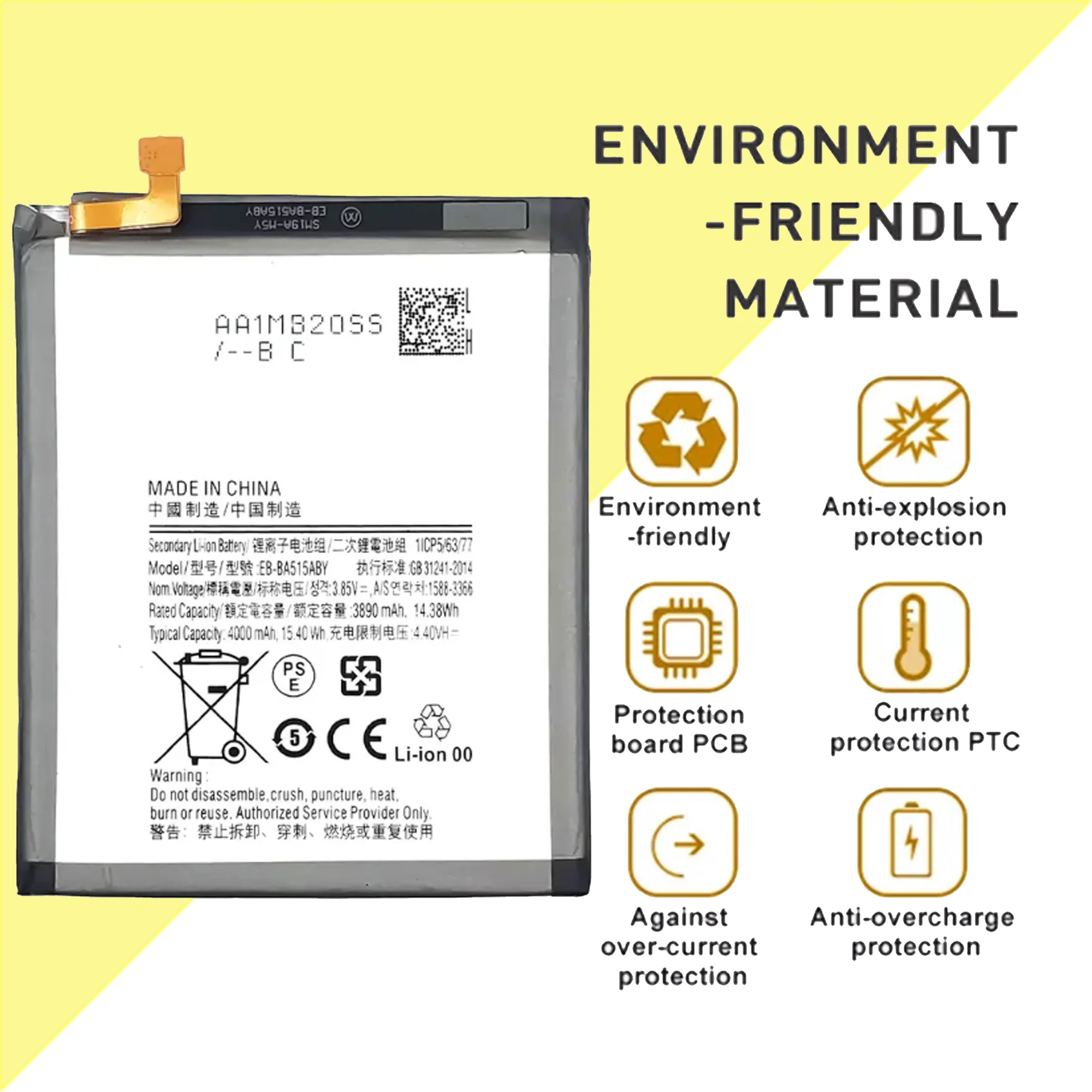 100% OrIginal EB-BA515ABY 4000mAh Replacement Battery For Samsung Galaxy A51 SM-A515 SM-A515F/DSM Mobile phone
