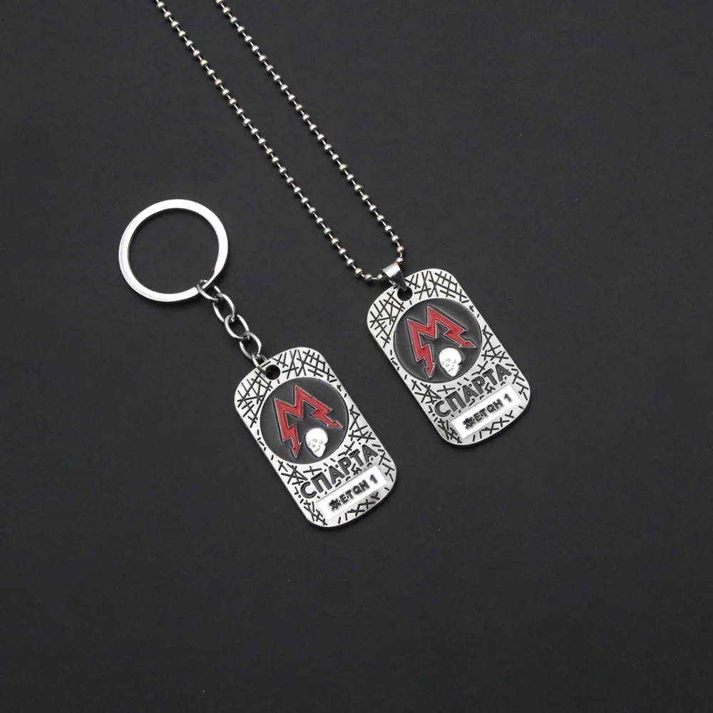 Keychain Game Metro Exodus 2033 Spartan Rangers Logo Dog Tag Skull Pendant For Women Men Jewelry