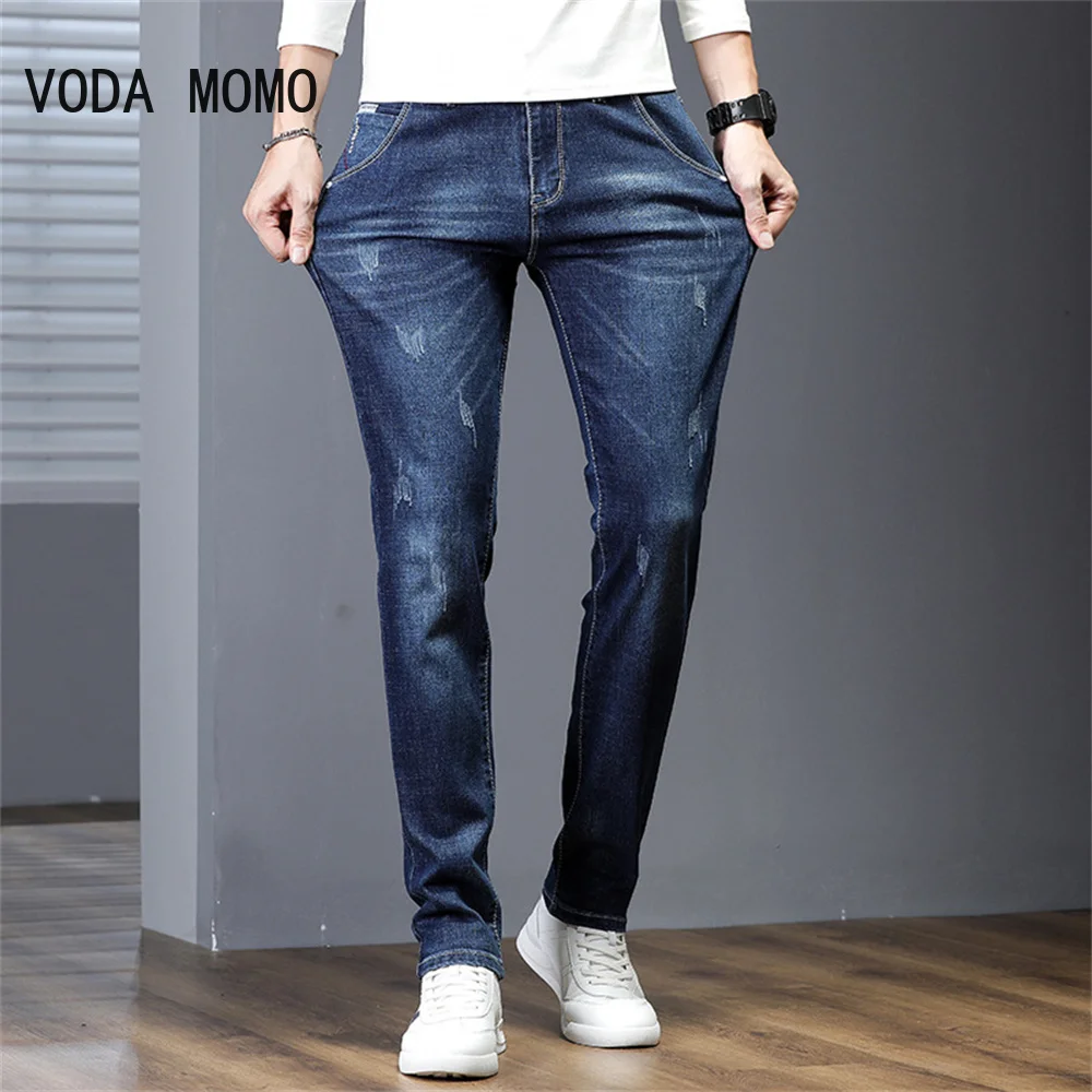 Stretch Baggy Jean Mens 2022 Primavera Autunno Pantaloni Larghi Vintage Business Casual Pantaloni Da Uomo In Denim Di Dimensioni Invecchiate