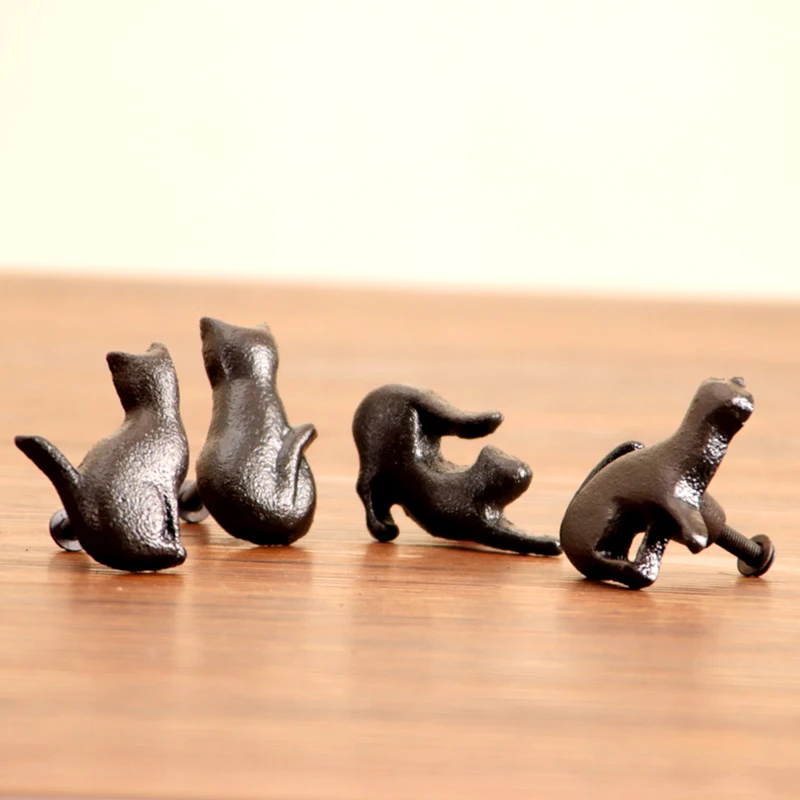 Description Picture 3 of item1Pcs Cat Shape Handle Iron Black Kitten Single Hole Pulls DIY Drawer Cabinet Wardrobe Knobs Home Furniture Handles Decoration