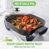 12" 5QT Square Electric Skillet, Glass Vented Lid, Ceramic PFAS-Free Nonstick Coated Interior, Adjustable Temperature Control 2