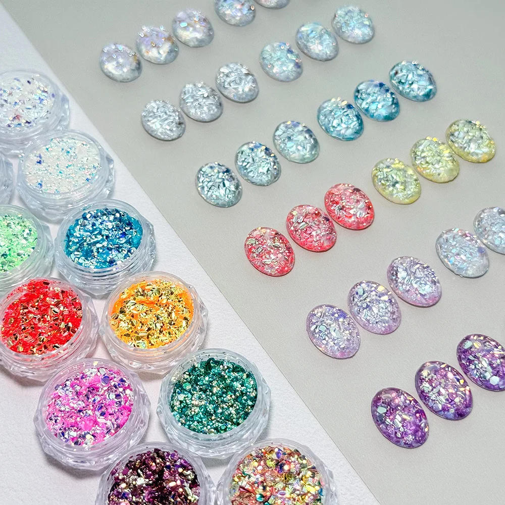 PrettyG 1 상자 핫 3D 버블 글리터 인어 물고기 비늘 스팽글 레인보우 육각형 글리터 DIY 네일 아트 장