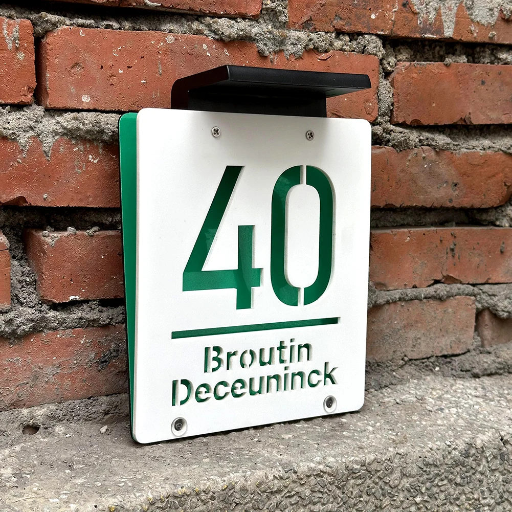 Custom Solar Powered Address Sign 4 | Custom Black and White Solar House Number Sign 3