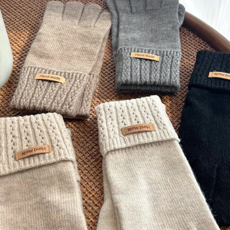 Koreanische hochwertige Strickhandschuhe für Frauen, fehlende Finger, Touchscreen-Schutzhandschuhe, einfache waschbare Vollfingerhandschuhe – Detail 6