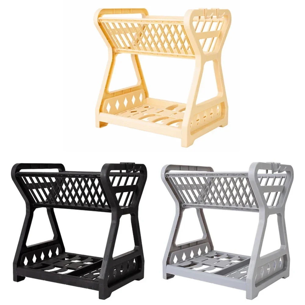 Storage Rack, Drain Rack, Bowl Rack, Kitchen Storage Rack, Double-Layer Dish Rack Storage Dish Drainer Dish Dryer Organizer Shel