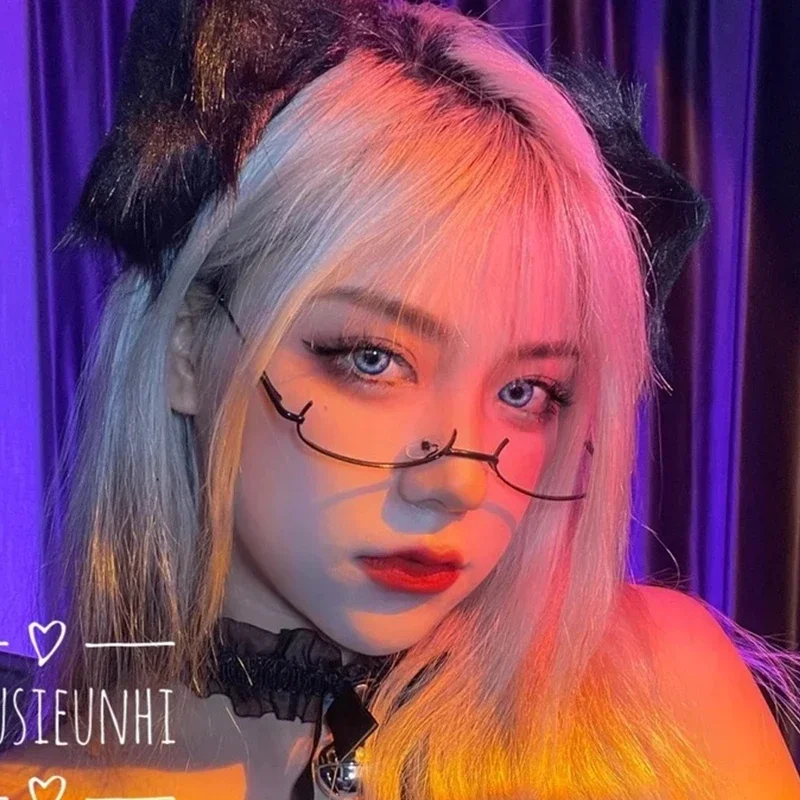 Fashion Metal Glasses Frame Half Frame Without Lens Girl Chic Harajuku Cosplay Party Decoration Accessories Photography Support eyewear frames eyeglasses frames