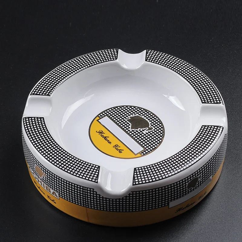 Ashtray High-definition Bone China Ceramic Round Cigar Ashtray for home 4 holders Smoking Ash Tray Cigars Accessories