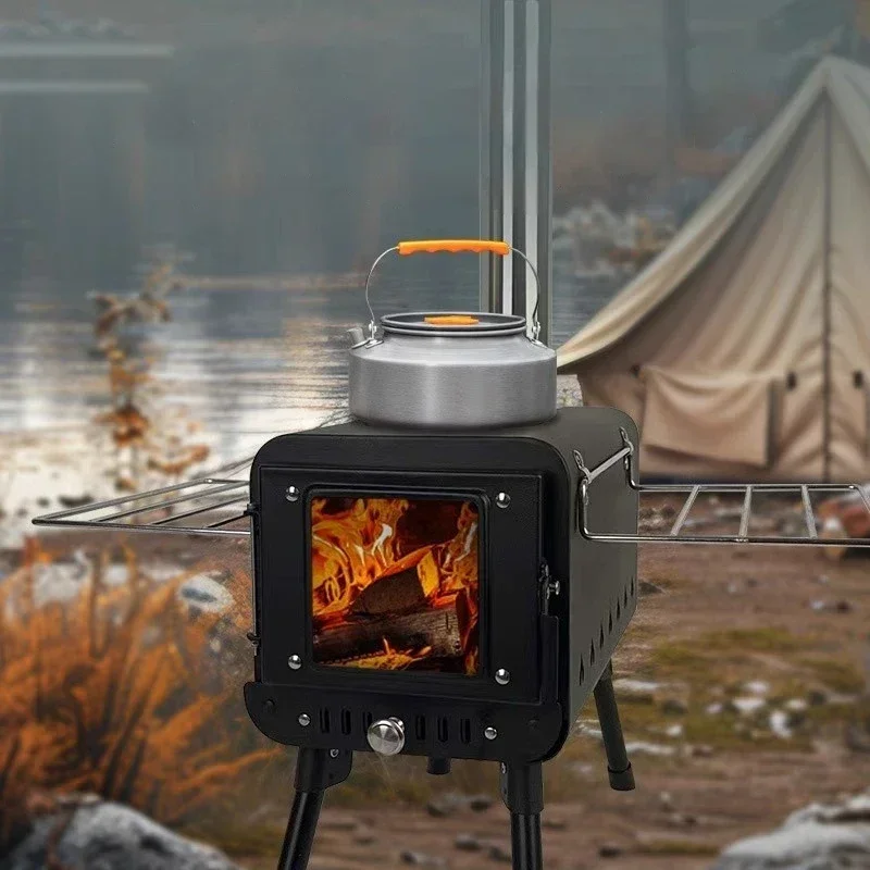 Outdoor Camping Cooking Stove Portable Hornillo Wood-burning Stove Camping Tent Fogao Cooker tool 3