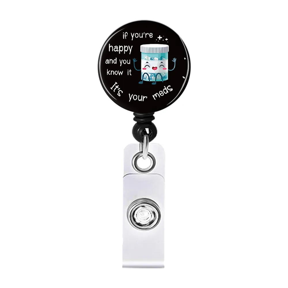 1pc Funny Retractable Badge Reel, Cute Retractable Name Badge Holder for  Nurse Doctor Student Worker Volunteer