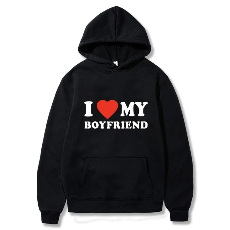 I Love My Boyfriend Girlfriend Printed Hoodie Couple Fashion Sports Shirt Harajuku Casual Top