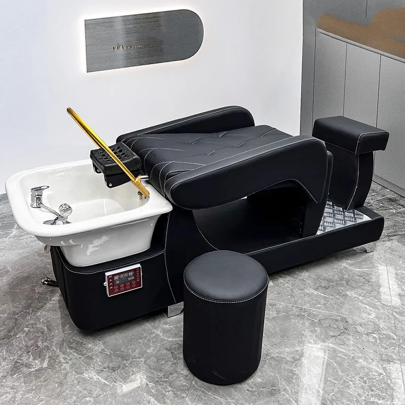 

Reclining Grey Shampoo Chair Simples Neck Support Foot Rest Spa Shampoo Chair Professionals Salon Tabouret Spa Furniture