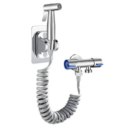 Elegant Dual-Control Bathroom Faucet Set with Bidet Sprayer and 1.5M Flexible Hose (Silvery)