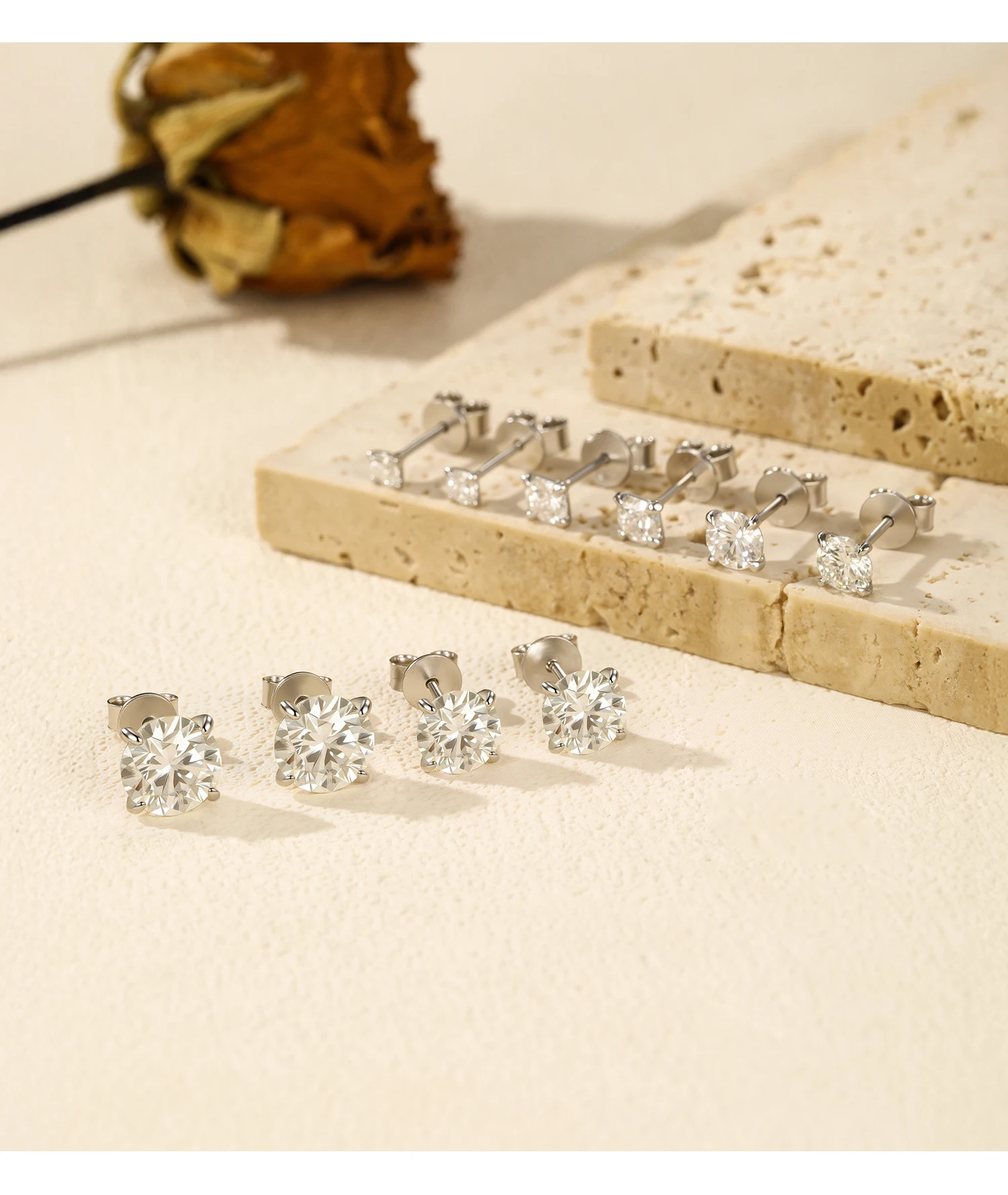 MODIAN 925 Sterling Silber Einfache Runde Ohr Stud Funkelnden D Farbe Moissanit Stud Ohrringe Für Frauen Edlen Schmuck – Detail 14
