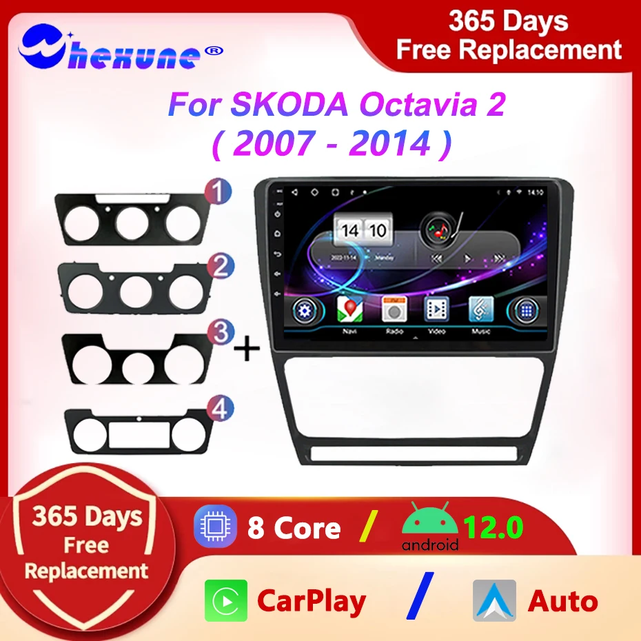 

4G Android 12 Car Radio Multimedia Video Player For SKODA Octavia 2 A5 2007-2014 Auto Stereo GPS Navigation BT Carplay Head Unit