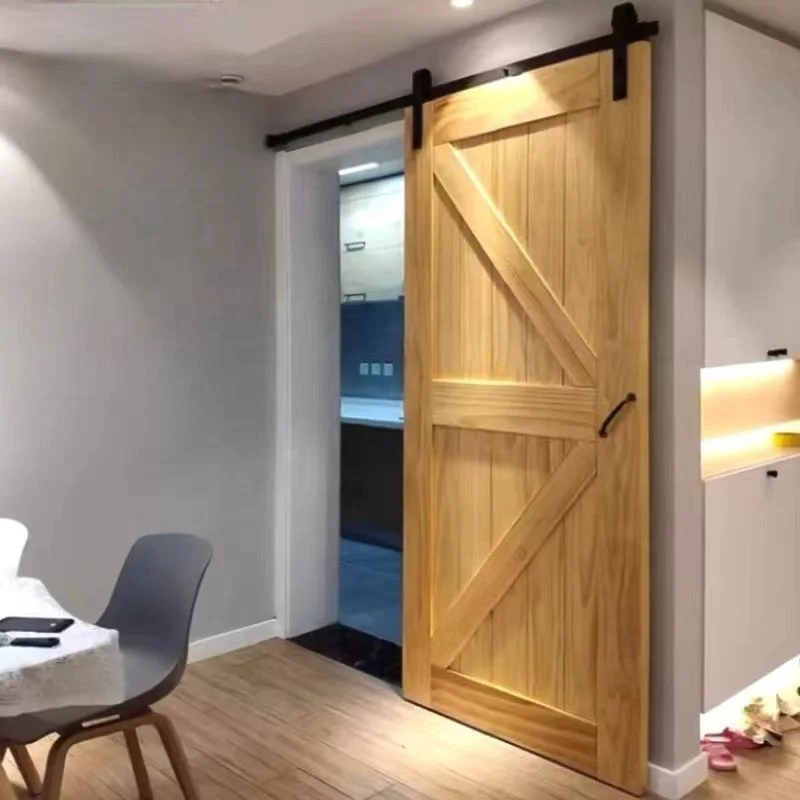 Modern simple appearance wooden door House entrance door Sliding wooden barn door 3