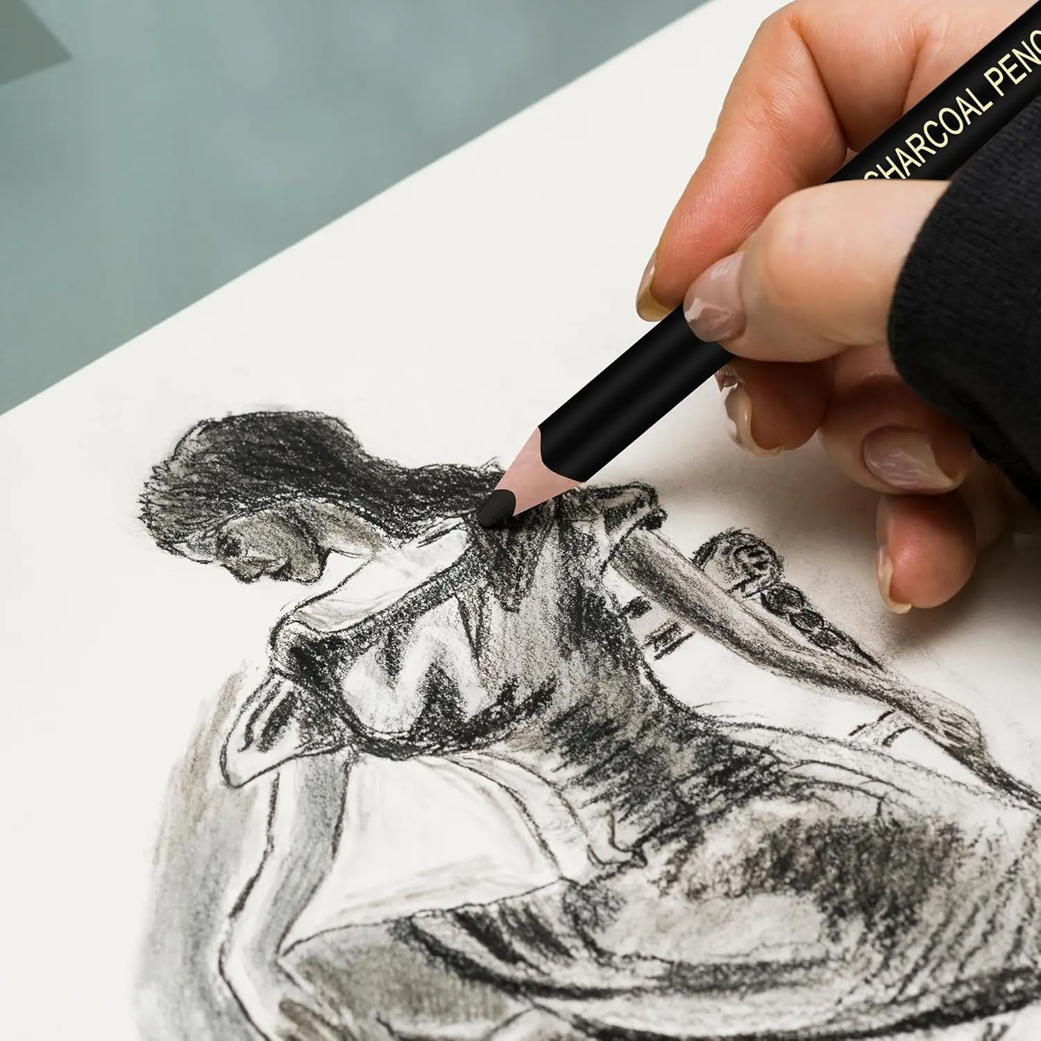 KALOUR 6/12 Carbon Pencil Professional White Charcoal Highlight Pencil White/Black/Colour Carbon Sketch Pencil Art Drawing Tools 3