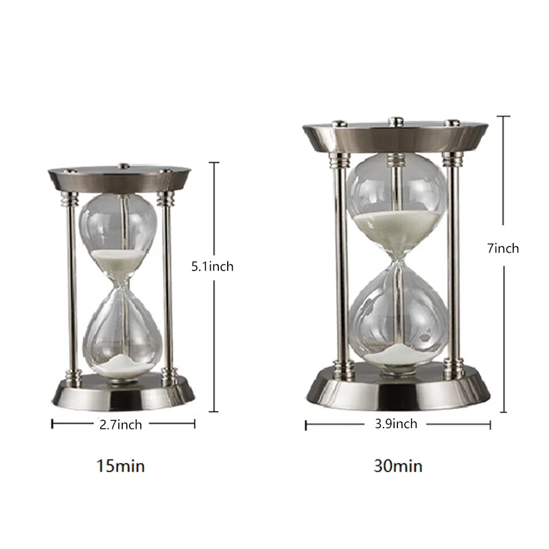 15/30 Minutes Brass Metal Hourglass European Retro Office Bookshelf Study Ornaments Sand Clock Home Indoor Decoration Timer Gift 6