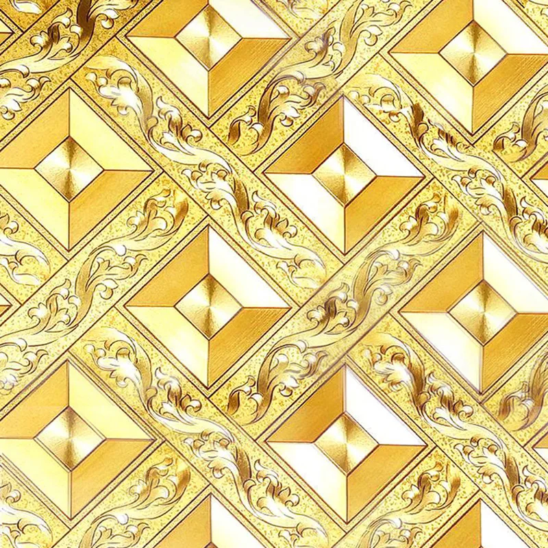 

Wallpaper Gold Foil Gold Golden Yellow Rhombus Lattice Wallpaper Wall Papers Home Decor Wallpaper for Bedroom Walls