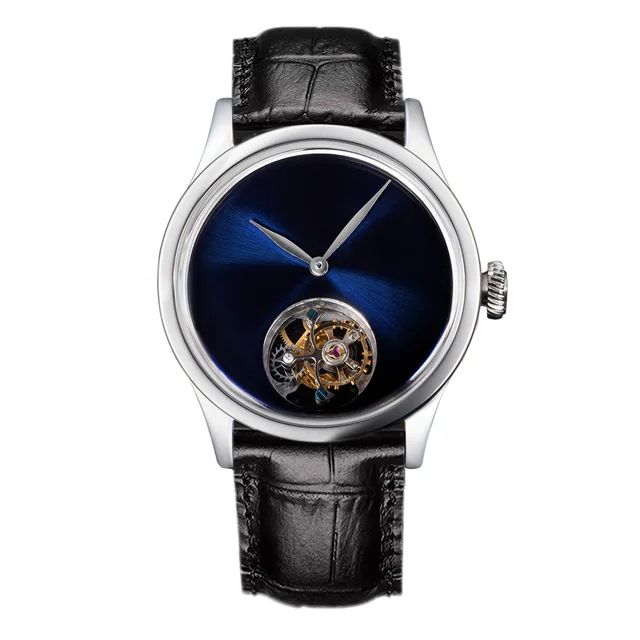 Agelocer Orologio Meccanico Uomo Tourbillon 9004E1, Quadrante Scheletrato E Fondo Vista, Pelle Italiana - 2