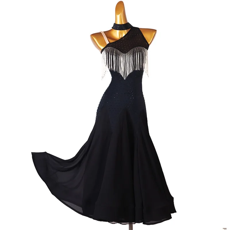 

Ballroom Competition Dance Dresses For Women High end Custom Black Sexy Waltz Dancing Skirt Adult Standard Ballroom Dance Dress