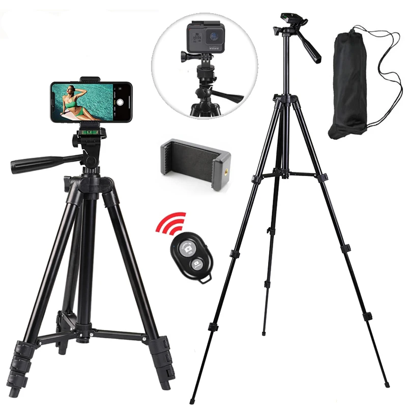 Universal Phone Tripod Stand with Bluetooth Remote for Video Recording