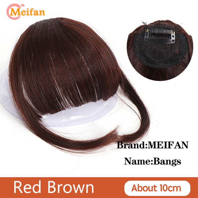 MEIFAN Synthetic Topper Hairpiece False Bang Clip-In Bangs Extension Natural Fake Fringe Invisible Clourse Hairpiece for Women - dark brown-200661249