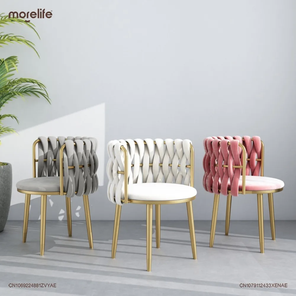 Geweven Fluwelen Slaapkamer Cosmetische Zachte Stoelen Woonkamer Modern Minimalisme Nordic Fauteuils Keuken Huis Eetkruk Meubels K01