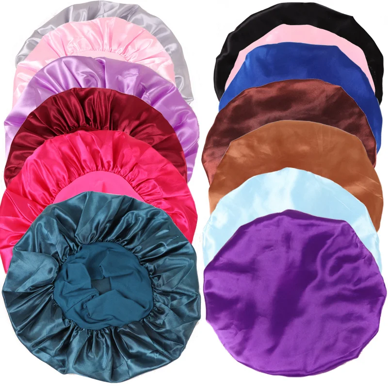 3pcs Bonnet Satin Cheveux Nuit pour Dormir Lavage du Visage Soin