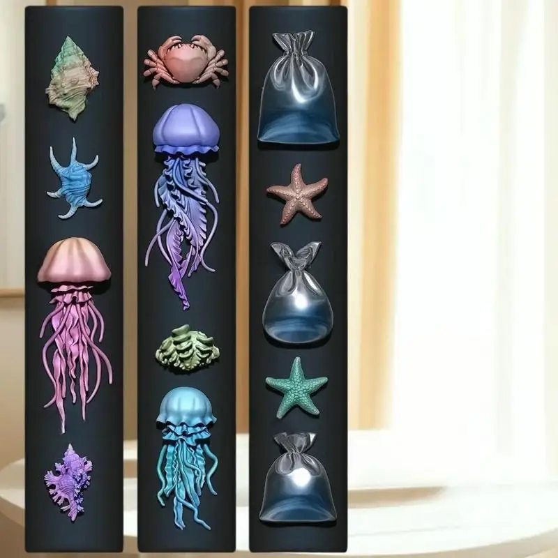 투명 실리콘 몰드로 DIY 조개, 불가사리, 해파리 네일 아트; 매니큐어 공예 ..