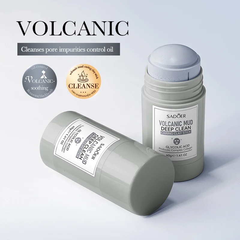 SADOER Volcanic Mud  Face Masks Stick Clay Mask Shrink Pores Deep Blackhead Remover Facial Cleansing Moisturizing