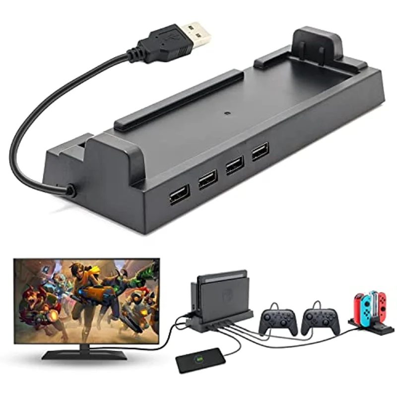 Hub Dock for Nintendo Switch Dock, Switch USB Hub for Nintendo with 4 Output Ports Wired Pro Controllers, Keyboard