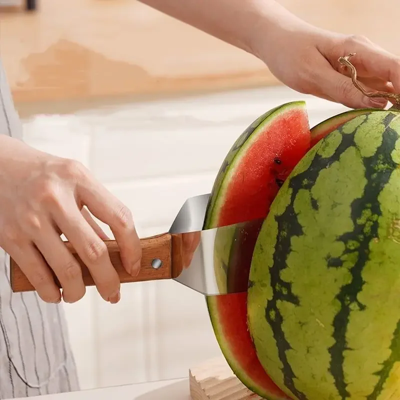 

Stainless Steel Watermelon Slicer Easy To Clean Fruit Cutting Triangle Molds Multifunctional Simple Fruit Pulp Dividing Knife