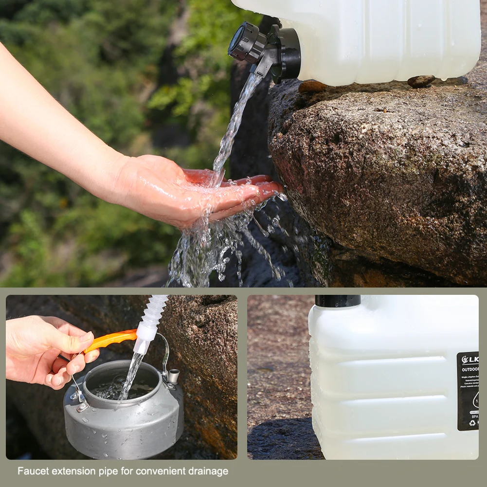 11L Camping Water Container Large Capacity Outdoor Water Bucket Portable Car Tank with Faucet for Camping Cooking Picnic