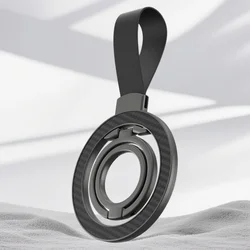 Double - Sided Magnetic Finger Ring Holder with Kickstand (Carbon Fiber Black)