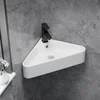 Triangle Basin Small Family Bathroom Washbasin Balcony Corner Mini Washbasin Wall-Hang Sink Corner Basin With Drain Faucet 2