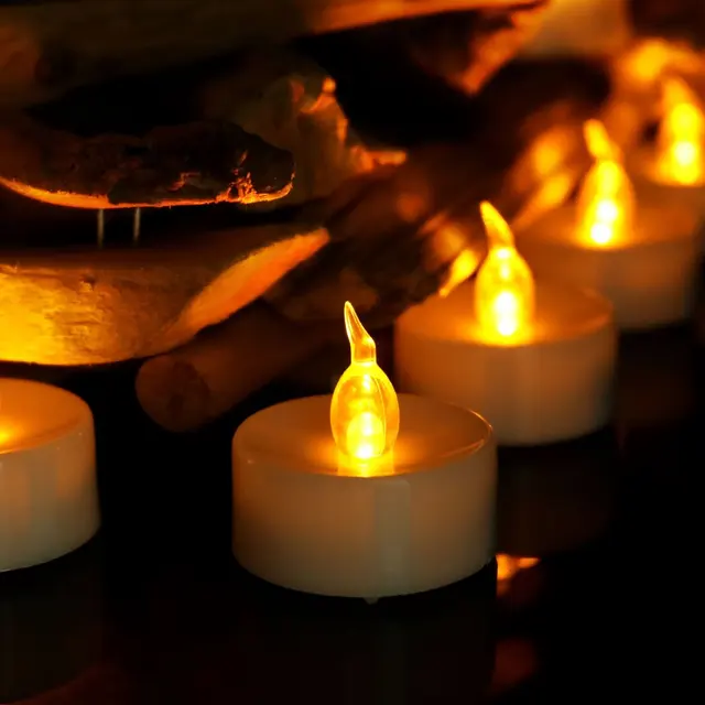 3/6/12 pièces télécommande blanc sans flamme décoratif LED bougies chauffe-plat à piles petite lumière scintillante jaune 5