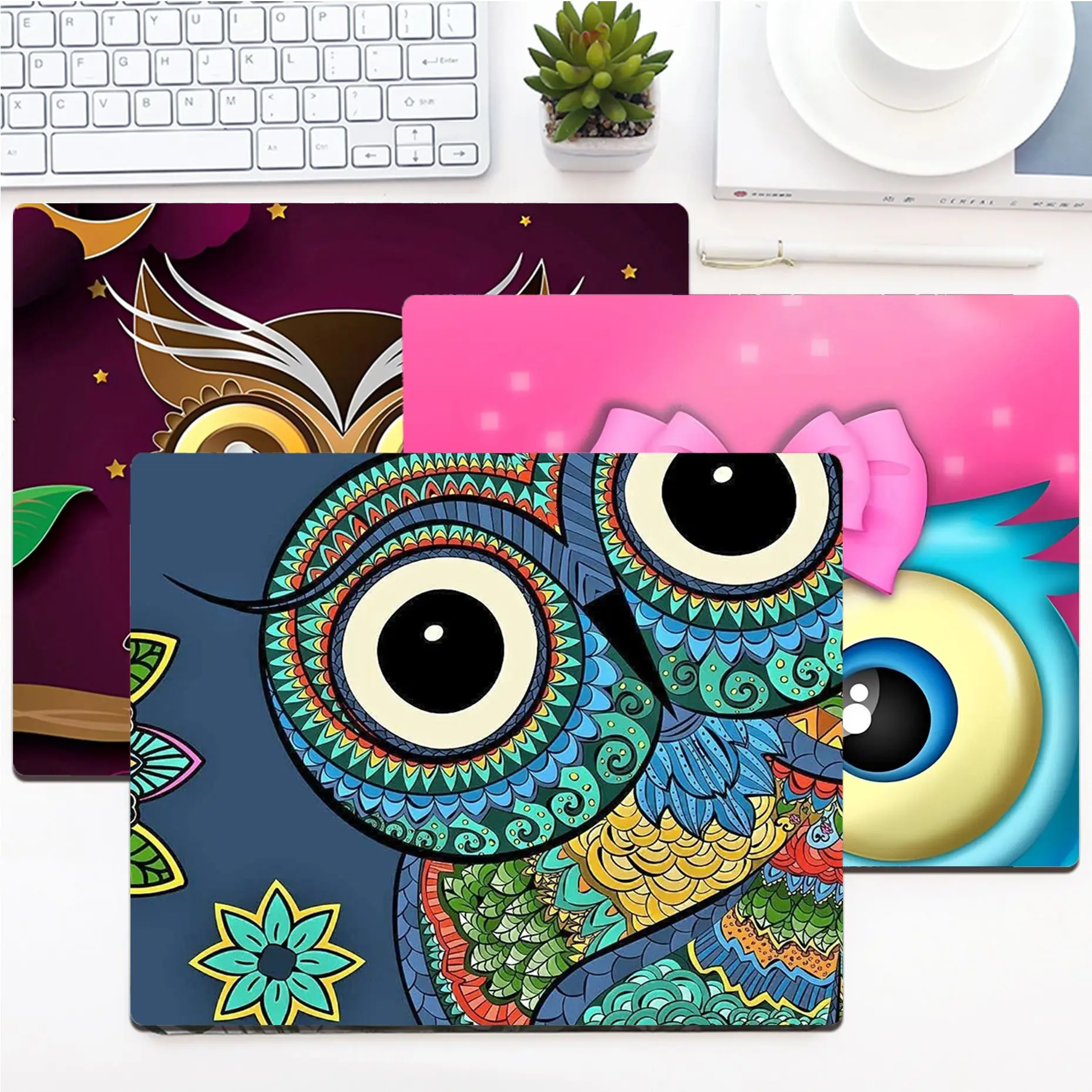 

Funny Owl Cartoon Custom Skin Cartoon Anime Gaming Mouse Pad Keyboard Mouse Mats Smooth Company For PC Desk Pad