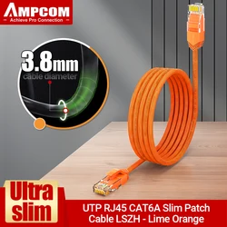 AMPCOM Ultra Thin CAT6A Ethernet Cable for High-Speed Networking (Cat6A UTP Orange)