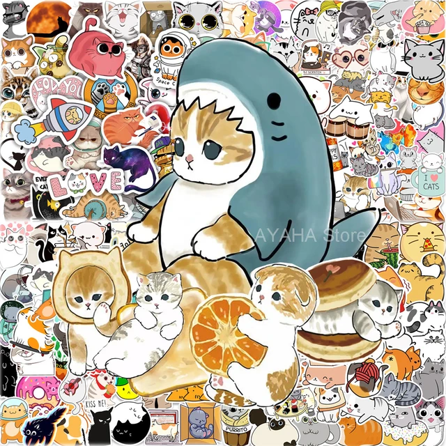 100 Pcs Cute Cat Stickers for Water Bottles| Gifts for Kids Teen Birthday Party| Kawaii Stickers Pack|Waterproof Stickers for Water Bottles,Laptop