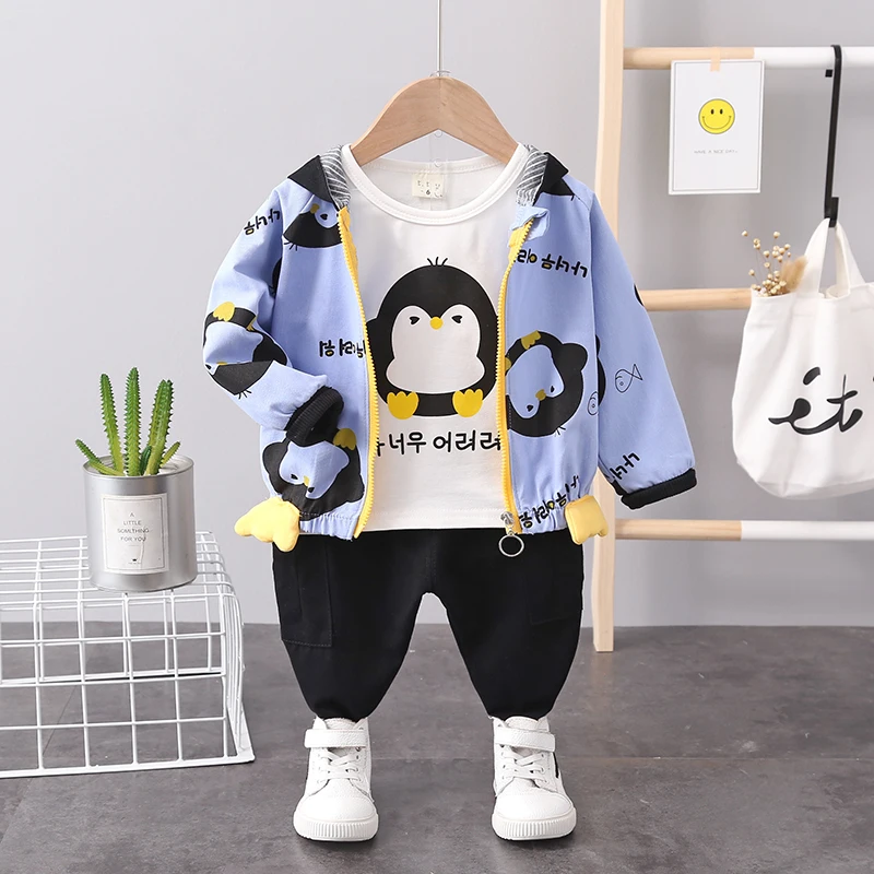 

JH-Baby Clothes Toddler Boy Clothes 0-5 - Years Old Autumn long-Sleeved Longs Suit Baby Printed Shirt Three-Piece Suit