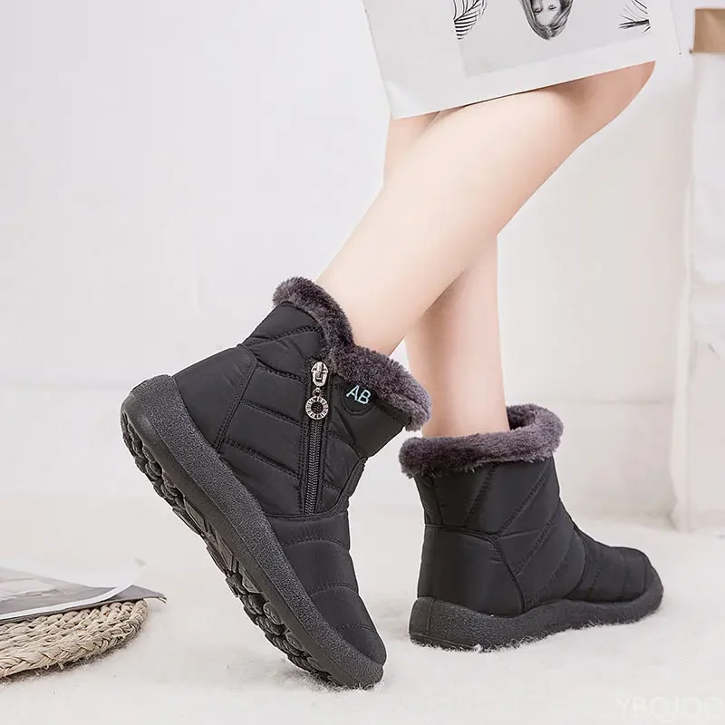 Women Snow Boots Women Boots Fashion Waterproof Snow Boots For Winter Shoes Women Casual Lightweight Ankle Botas Mujer Warm Winter Black