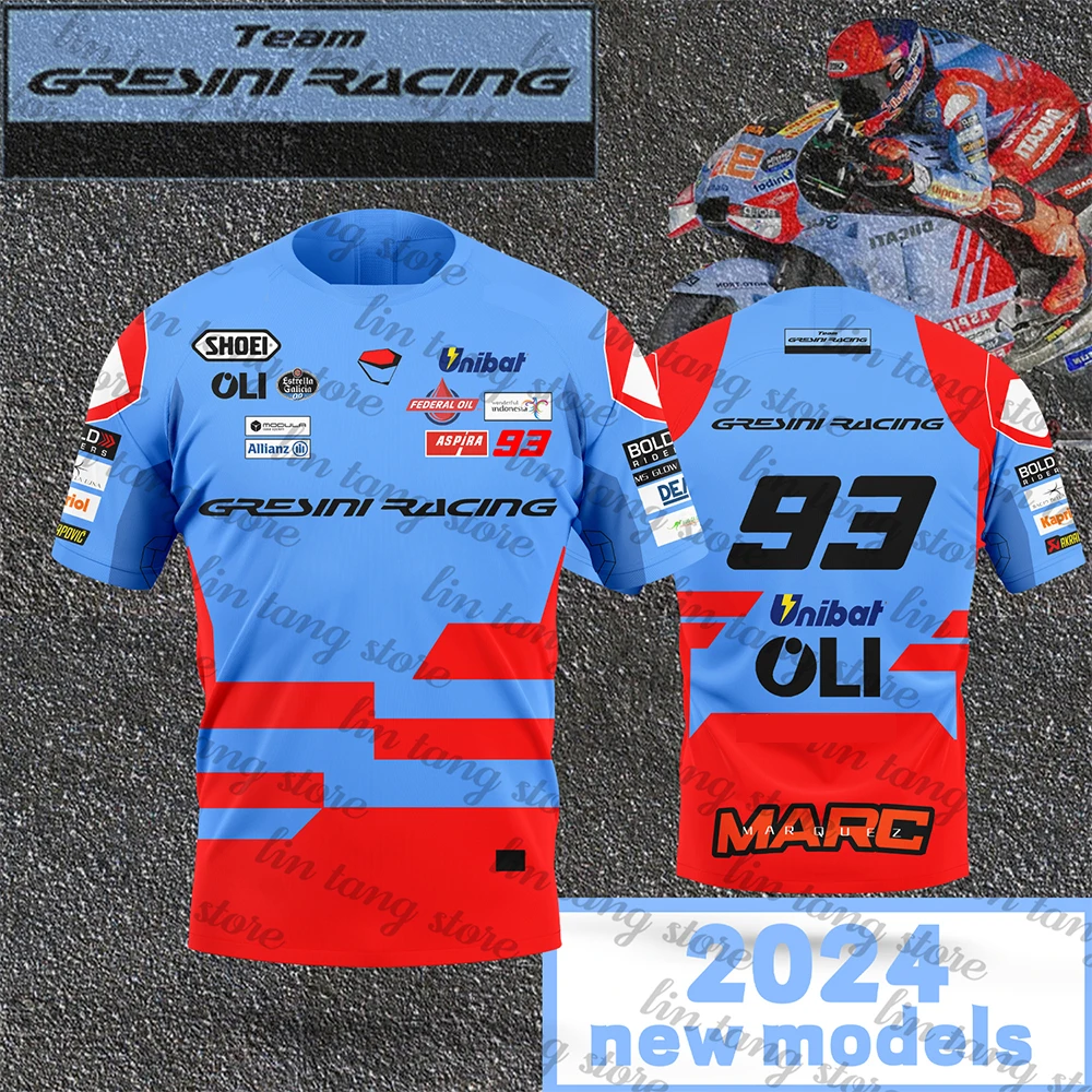 2023 New Motorcycle Competition BIUE Summer Men's Breathable T-shirt GRESINI Racing Enthusiast Quick Dry T-shirt