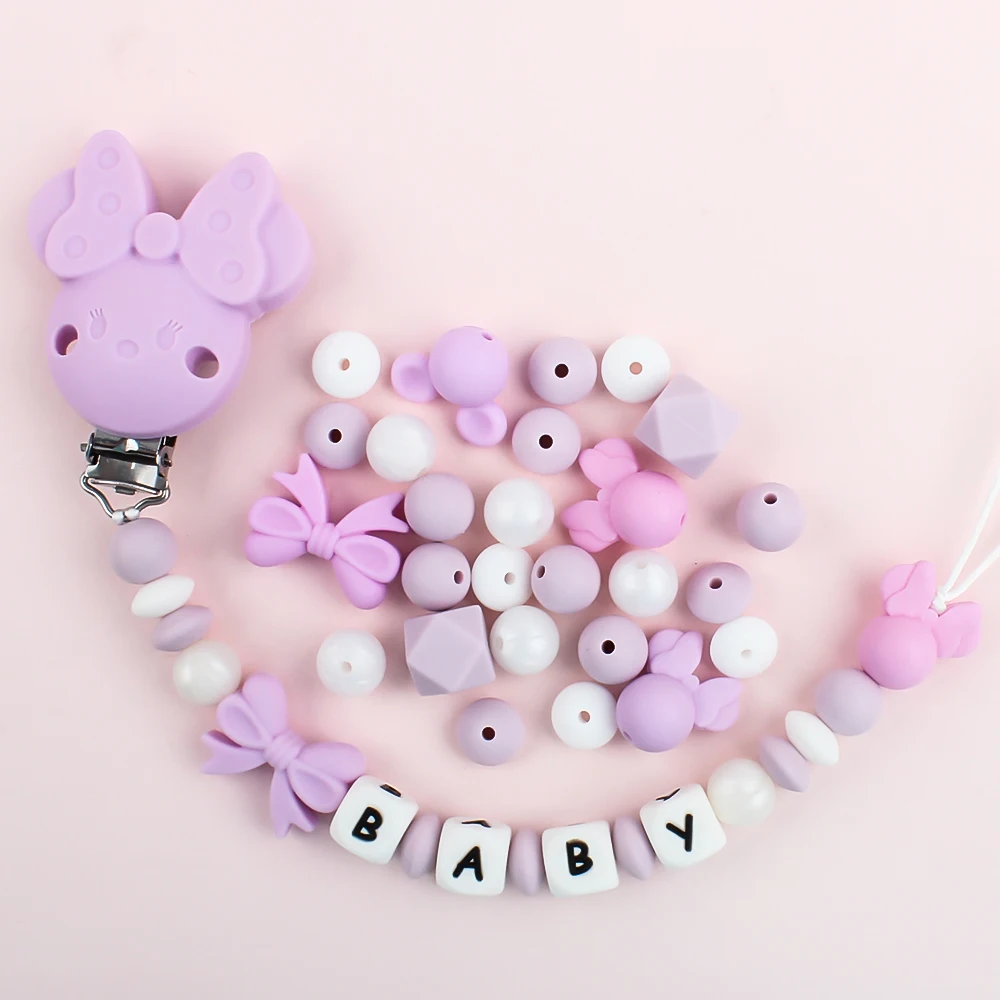 25Pcs/Set Baby Silicone Beads Set Hexagonal Mouse Shape Teething Beads Teether For Pacifier Chain clips Accessories BPA Free 3