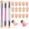 Double-ended Gradient Shading Pen Dotting Brush Sponge Head Rhinestone Handle Nail Art Brush Nail Art Painting Manicure Tools 1