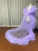 luxury Fully  long dress with ruffles cape tulle cloak Wedding attire Fashion Stage cloak custom  party prom dress - Image 4