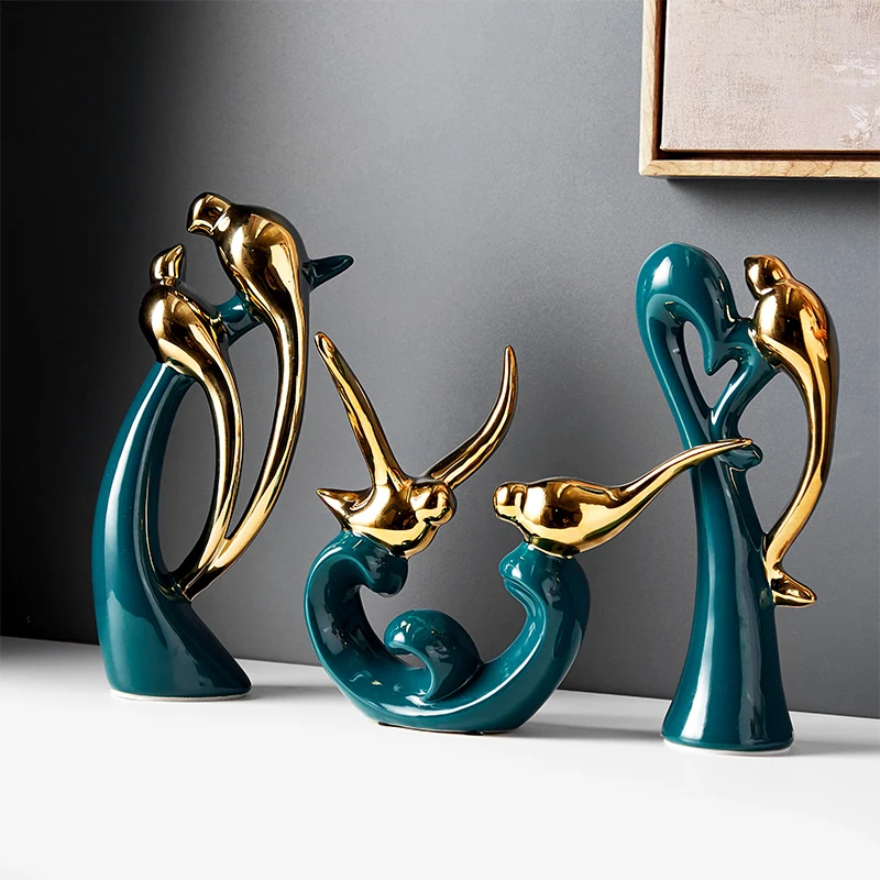 

Nordic Love Bird Vase Ceramic Adornments Home Livingroom Desktop Furnishing Crafts Office Study Room Table Figurines Decoration