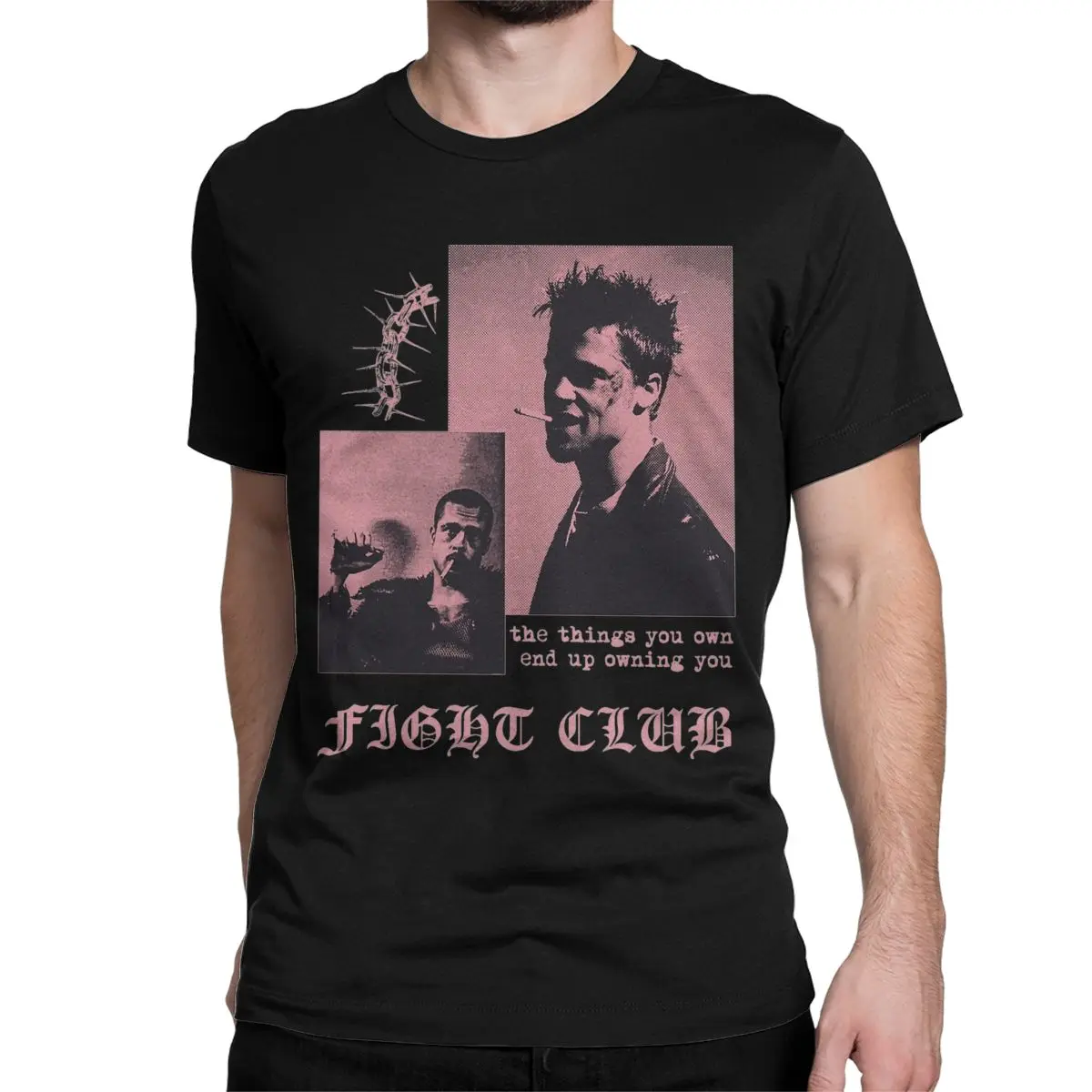 thumbnail image 1 of Camisetas de algodón con póster estético del Club de la Lucha para hombres y mujeres, camisetas novedosas de manga corta con cuello redondo y gráficos., 1 of 6
